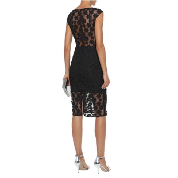 NEW Milly Mari Floral Appliqué Sheath Dress Black - Picture 2 of 6